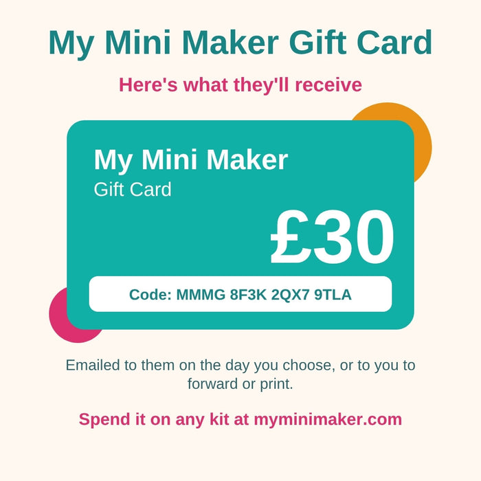 Example of a My Mini Maker gift card