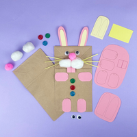 Bunny paper bag craft activity for kids with craft materials laid out – spring craft kit for children aged 3–7, fine motor skill activity, kids craft kits UK.